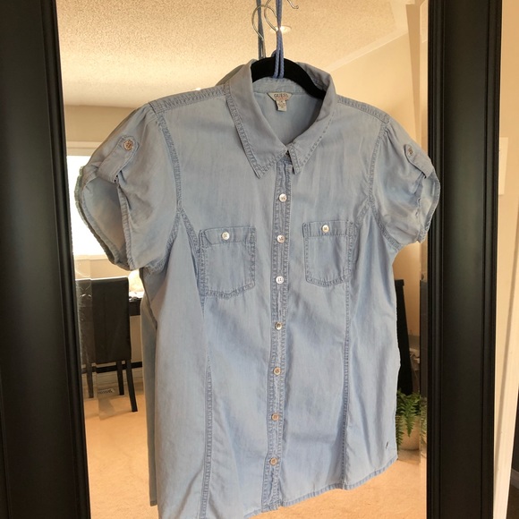 Guess Tops - Guess Blue Jean Blouse